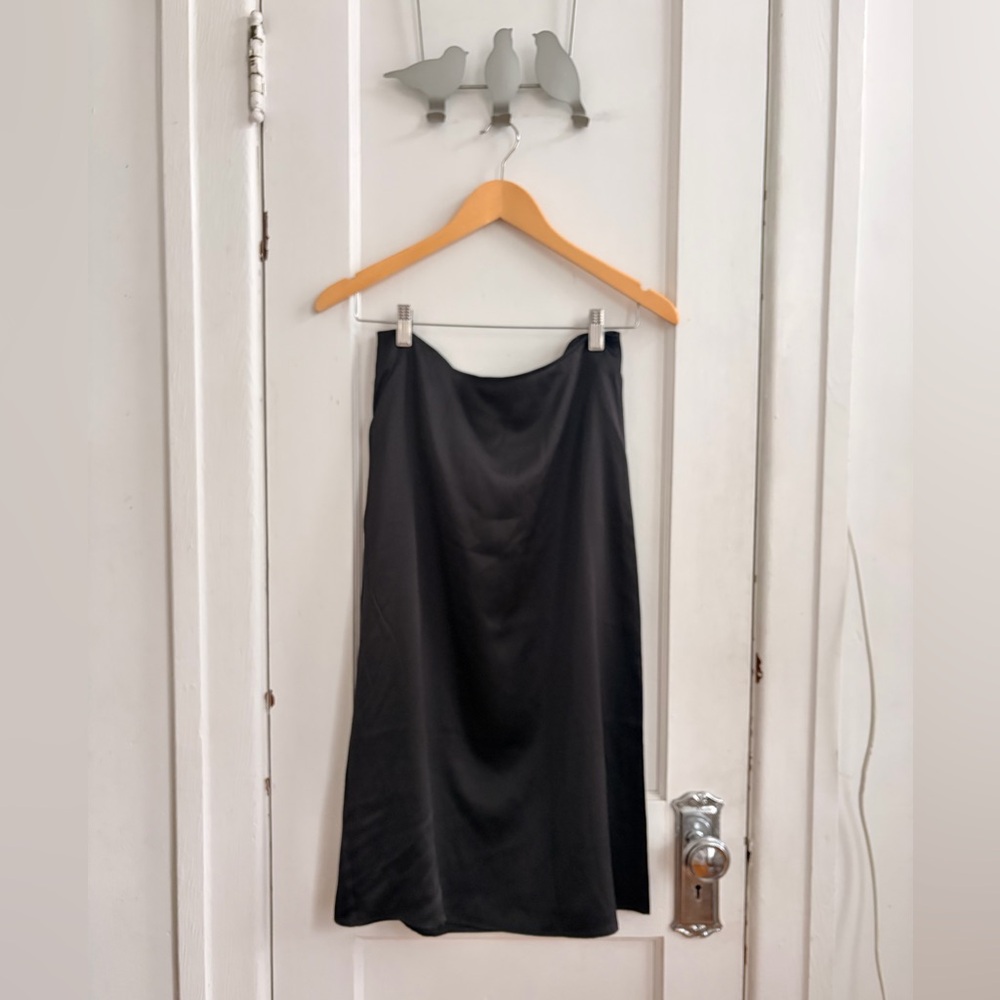 Women's Black A-Line 100% Silk Skirt